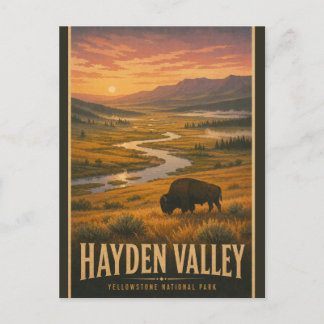 Carte Postale Vallée Hayden vintage Parc national de Yellowstone