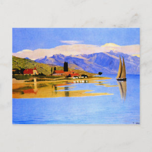 Carte Postale Vallotton - Le port de Pully, peinture d'art