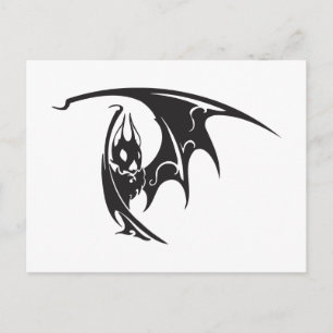 Carte Postale Vampire Battes Tatouage Style Armoire Noir Blanc