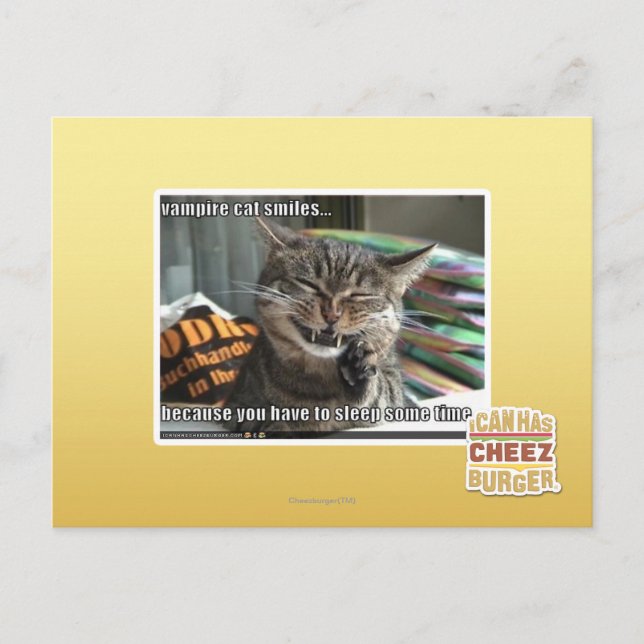 Carte Postale vampire chat sourit (Devant)