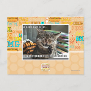 Carte Postale vampire chat sourit
