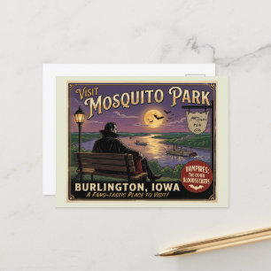 Carte Postale Vampire dans le parc Mosquito Burlington Iowa 