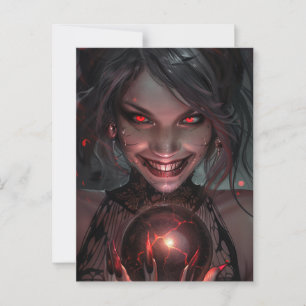 Carte Postale Vampire femelle souriant avec un orbe