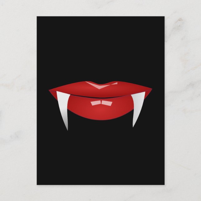 CARTE POSTALE VAMPIRE FEMME LÈVES ROUGES (Devant)
