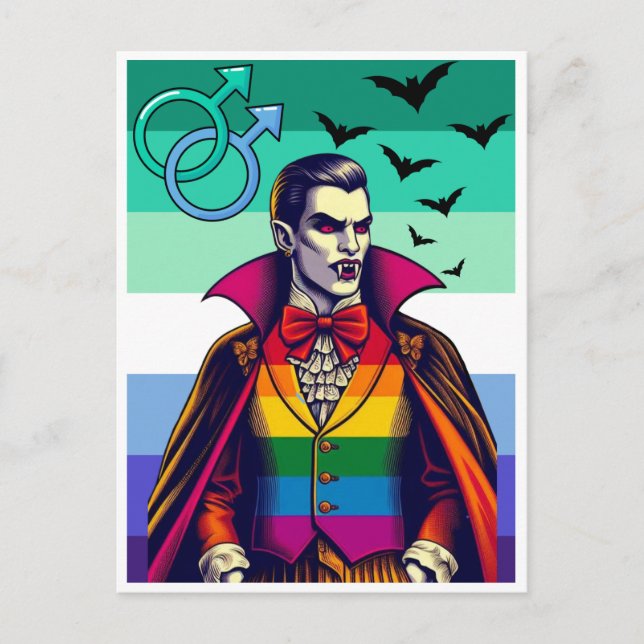 Carte Postale Vampire Gay En Drapeau Arc-En-Ciel (Devant)