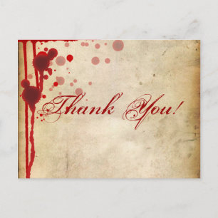 Carte Postale Vampire Halloween Merci Note Fake Blood Red