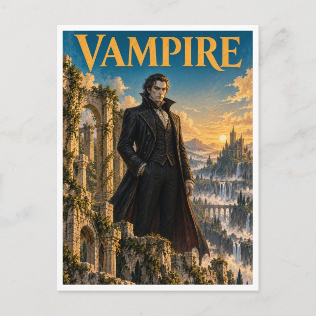 Carte Postale Vampire, Monstre de Fantasy Gothique (Devant)