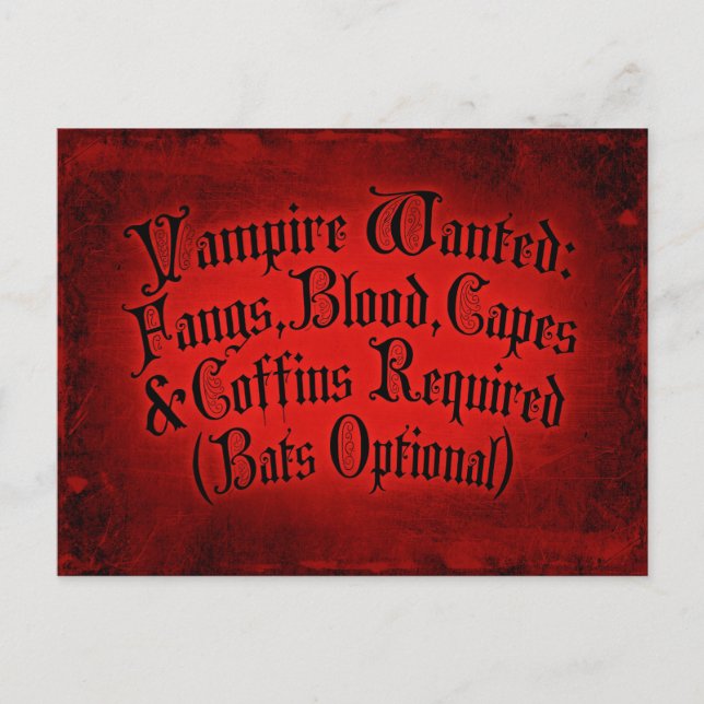 Carte Postale Vampire Recherché (Devant)