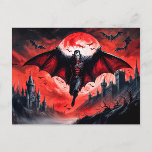 Carte Postale Vampire volant au-dessus du château