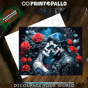 Carte Postale Vampyr et crâne amour pour toujours