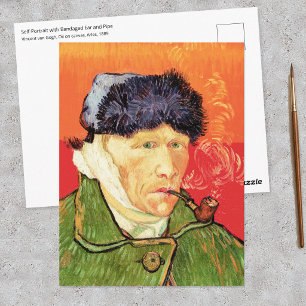 Carte Postale Van Gogh - Autoportrait avec l'oreille bandée et p