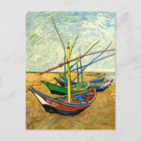 Van Gogh Bateaux de pêche sur la plage de Saintes