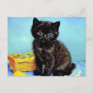 Carte Postale Van Gogh Black Kitten avec fils