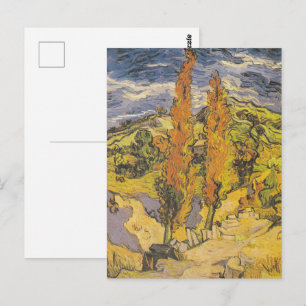 Carte Postale Van Gogh Deux Peupliers - Art de la nature jaune v