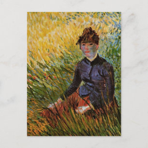 Carte Postale Van Gogh; Femme assise dans l'herbe, Art fin vinta