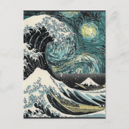 Carte Postale Van Gogh La Nuit étoilée - Hokusai La Grande Vague