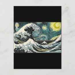 Carte Postale Van Gogh La Nuit étoilée - Hokusai La Grande Vague