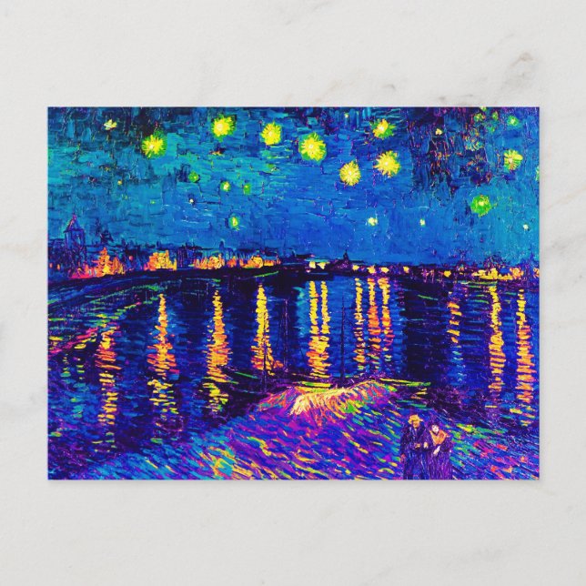 Carte Postale Van Gogh - Nuit étoilée Sur Le Rhone Pop Art (Devant)