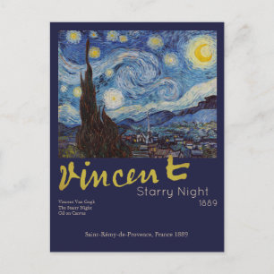 Carte Postale Van Gogh Nuit étoilée Vintage Bleu Chef-d'œuvre