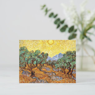 Carte Postale Van Gogh : Oliviers avec ciel jaune et soleil