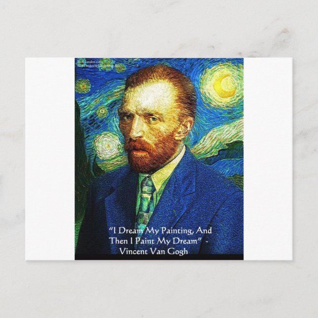 Carte Postale Van Gogh "Paint My Dreams" Gifts Mugs Cards Etc (Devant)