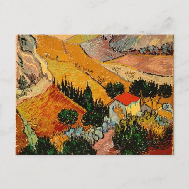Carte Postale Van Gogh - Paysage avec maisons et fleurs (Devant)