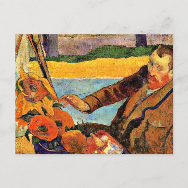 Carte Postale Van Gogh Peinture tournesols, oeuvre de Gauguin (Devant)