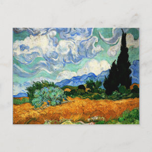 Carte Postale Van Gogh peinture, Wheatfield avec Cypress Tree