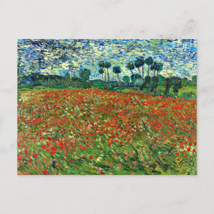 Carte Postale Van Gogh - Poppy Field, célèbre peinture,