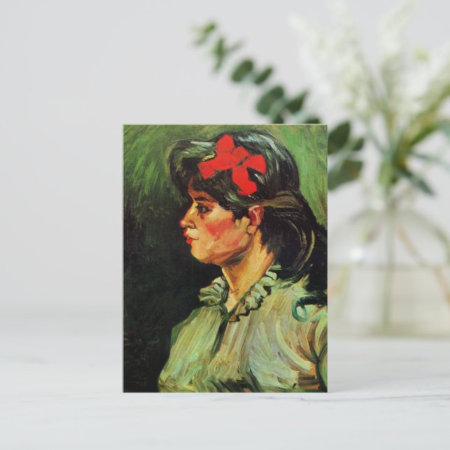 Carte Postale Van Gogh - Portrait de femme au ruban rouge (Debout devant)