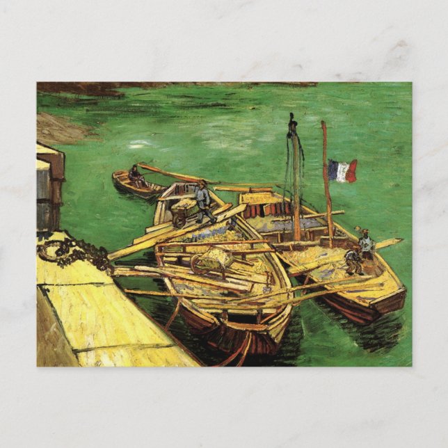 Carte Postale Van Gogh Quay with Men Unloading Sand Barges (Devant)