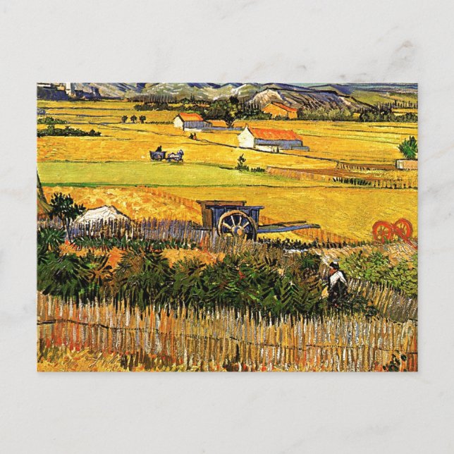 Carte Postale Van Gogh - Récolte à La Crau avec Montmajour, (Devant)