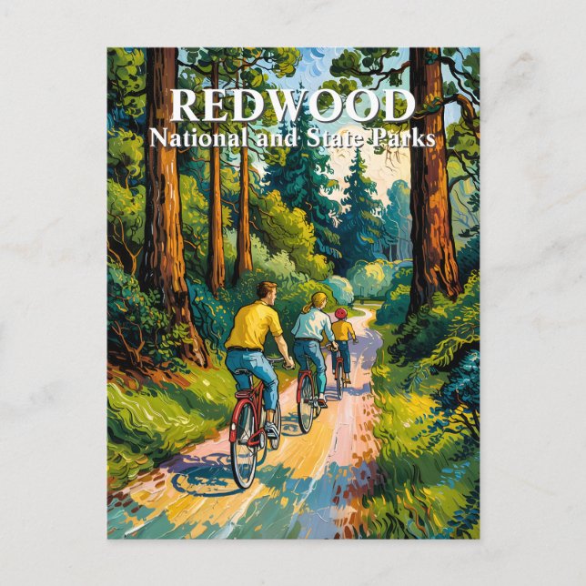Carte Postale Van Gogh Redwood National Park Family Cycling  (Devant)