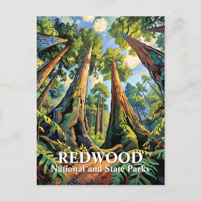 Carte Postale Van Gogh Redwoods Park California Poster Style (Devant)