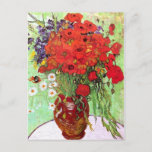 CARTE POSTALE VAN GOGH ROUGE POPIES ET DAISES<br><div class="desc">L'un des tableaux de Vincent Van Gogh sur la vie morte, avec un vase de fleurs dans une marmite en argile remplie de pavots, pour la plupart rouges, mais quelques marguerites blanches et des fleurs sauvages violettes. Une belle image de printemps ou d'été d'art floral dans son style post impressionniste....</div>