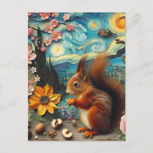 Carte Postale Van Gogh Squirrel Collage (Devant)