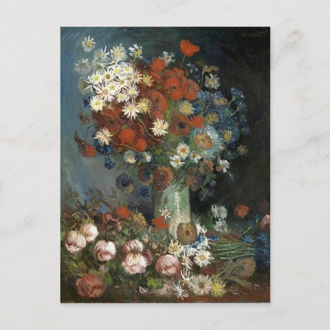 Carte Postale Van Gogh Still Life avec Fleurs de prairie et Rose (Devant)
