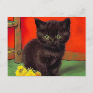 Carte Postale Van Gogh Style Chat noir