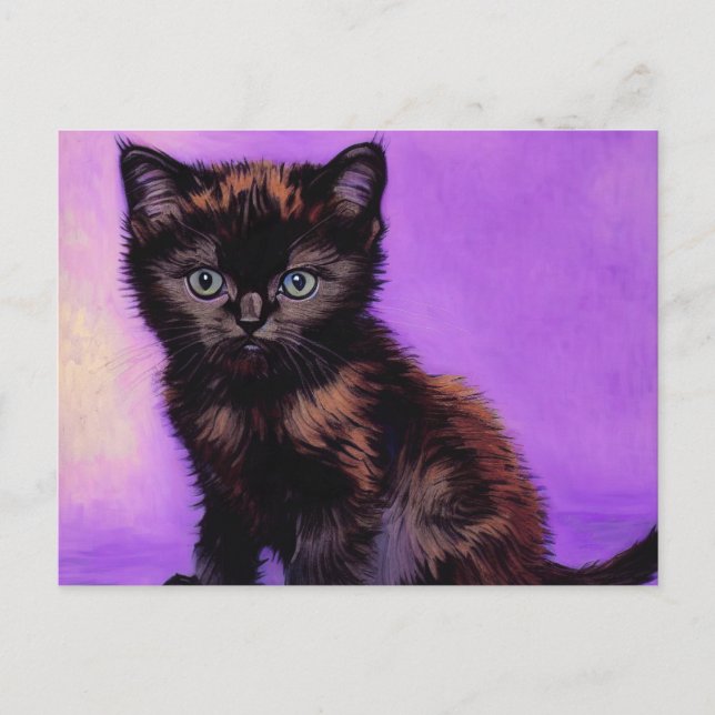 Carte Postale Van Gogh Style Chat pourpre (Devant)