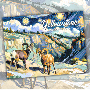 Carte Postale Van Gogh Style Yellowstone Bighorn Sheep Custom