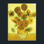 Carte Postale Van Gogh Sunflowers<br><div class="desc">Les tournesols Van Gogh. Peinture à l'huile sur toile de 1888. Vase avec Fifteen Sunflowers est l’une des oeuvres de vie morte les plus aimées de Vincent Van Gogh. La brillante utilisation des jaunes évoque tranquillement la fin de l'été. Un grand cadeau pour les amateurs de tournesols, Van Gogh, impressionnisme...</div>