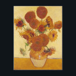 Carte Postale Van Gogh Sunflowers (F454) Art Vintage<br><div class="desc">Still Life : Vase with Fifteen Sunflowers, Vincent van Gogh, Arles, août 1888. Vase avec douze tournesols est la quatrième version de la deuxième série de tournesols de Vincent van Gogh, peinte à Arles en août 1888. Huile sur toile, 93 x 73 cm. National Gallery, Londres. F 454, JH 1562...</div>