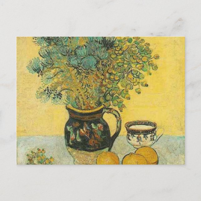 Carte Postale van gogh toujours vie majolica avec fleurs sauvage (Devant)