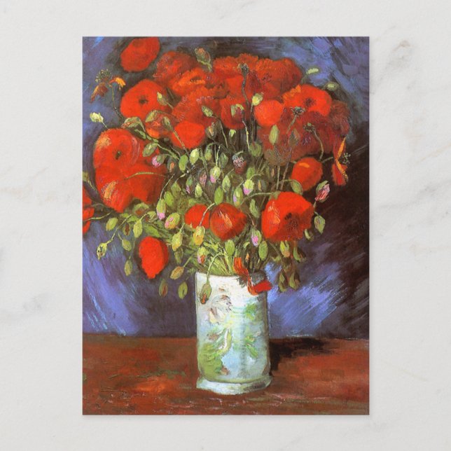 Carte Postale Van Gogh : Vase avec des papillons rouges (Devant)