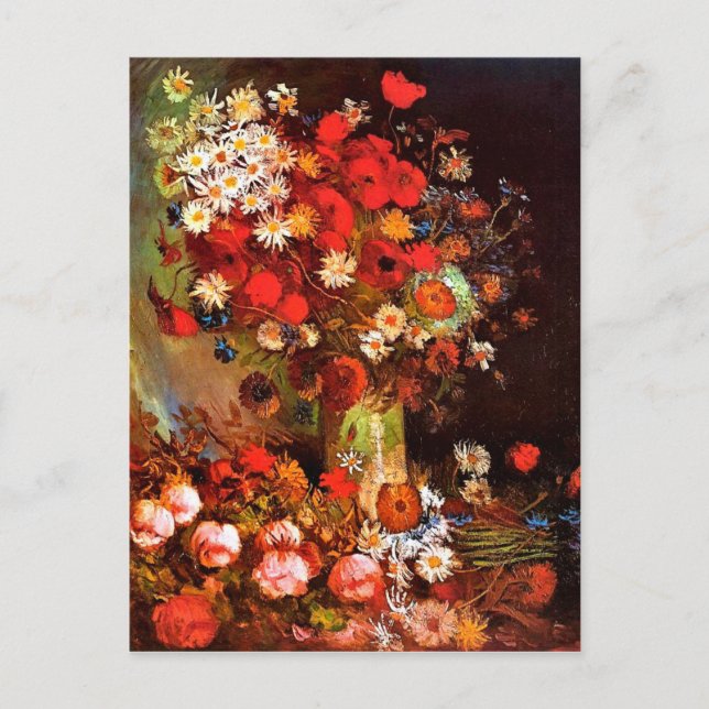 Carte Postale Van Gogh - Vase avec des pavots, des Cornfleurs, d (Devant)
