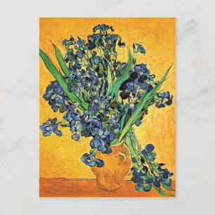 Carte Postale Van Gogh - Vase avec iris Fond jaune