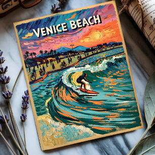 Carte Postale Van Gogh Venice Beach Surf California Retro Travel