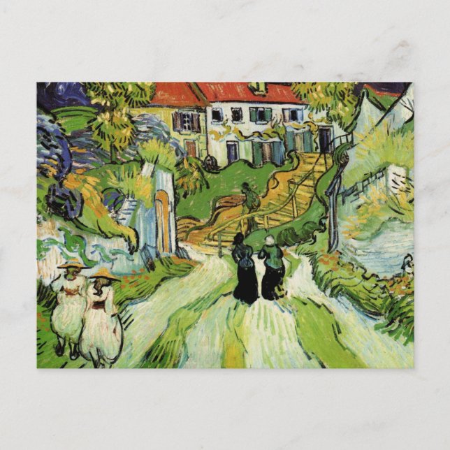 Carte Postale Van Gogh Village Street et Steps Auvers, Figures (Devant)