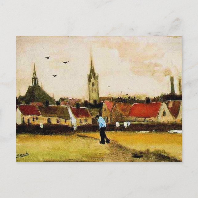 Carte Postale Van Gogh - Vue de La Haye avec Nouvelle Eglise, (Devant)