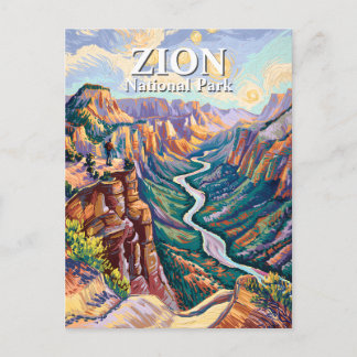 Carte Postale Van Gogh Zion National Park Canyon River Hiking